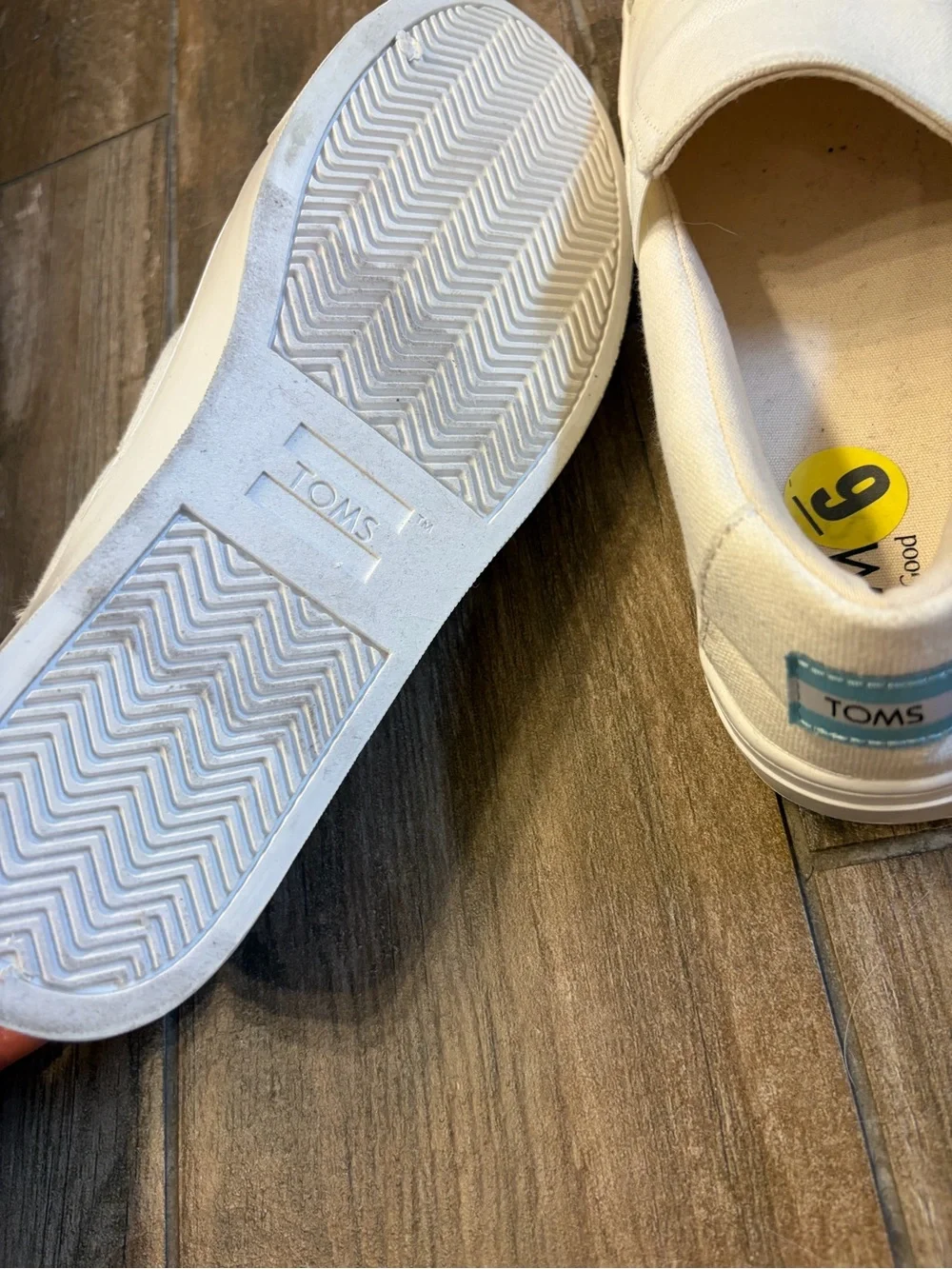TOMS White Canvas Slip-On Shoes